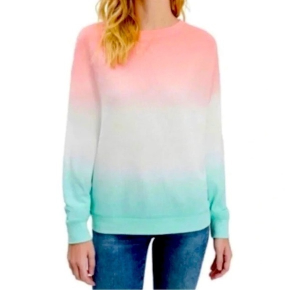 Splended Long Sleeve waffle Knit Ombré Shirt